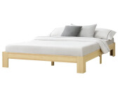 Struttura Letto Matrimoniale Francese 160x200 cm con Rete a Doghe in Legno  NATURALE di Betulla - Design Scandinavo- Resistente Fino a 350 kg- Legno  Certificato FSC® non Trattato - con Testiera Alta 