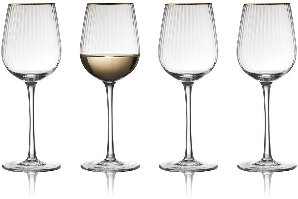 Lyngby Glas Palermo Gold white wine glass 30 cl pack of 4 clear gold