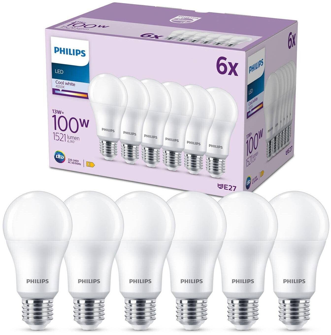 Philips led bulb e27 cool white on sale