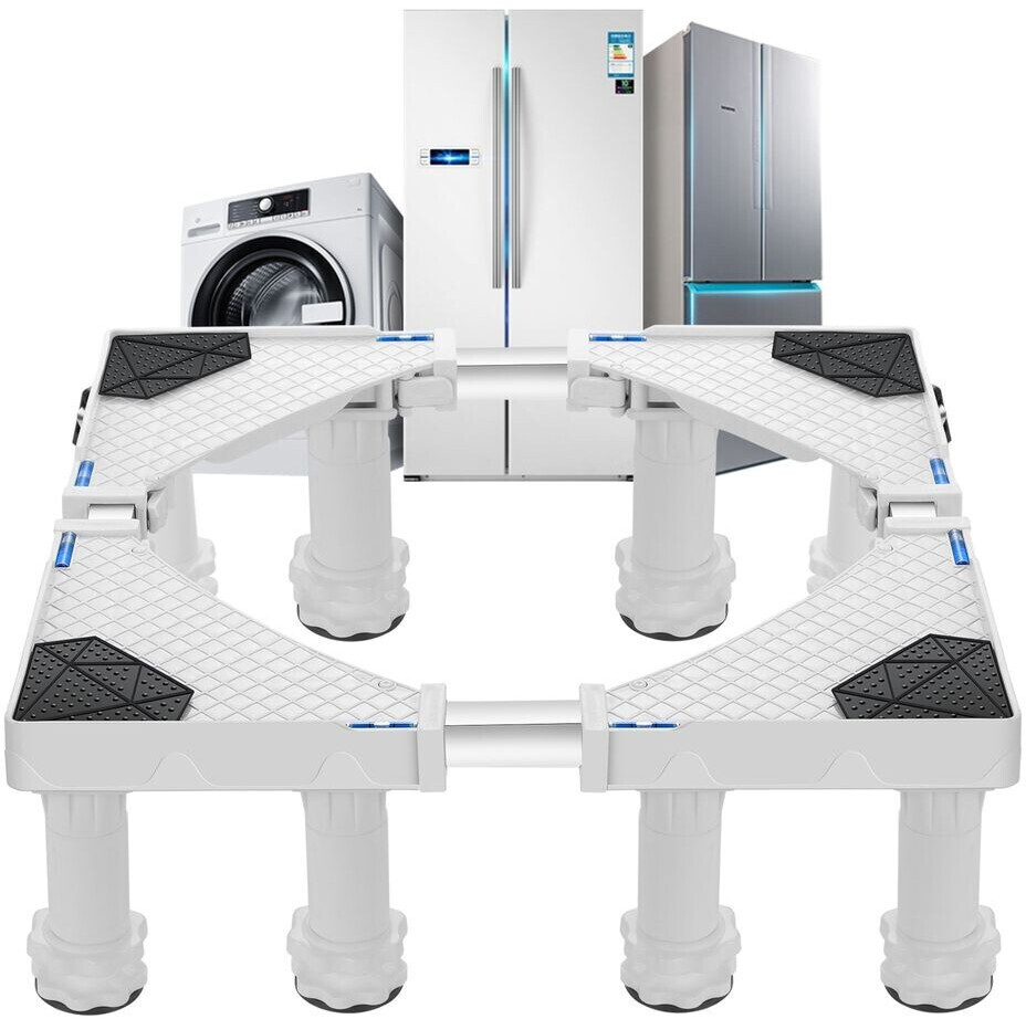 en.casa Washing machine base frame Kirburg base 8 height-adjustable feet up to 400 kg for raising large appliances pedestal white