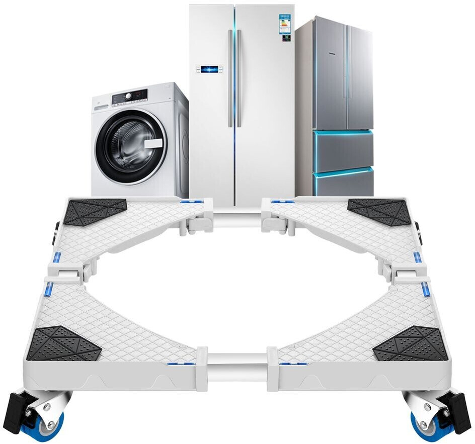 en.casa Washing machine base frame Zaberfeld washing machine base with 4 wheels pedestal max. 300 kg stainless steel white