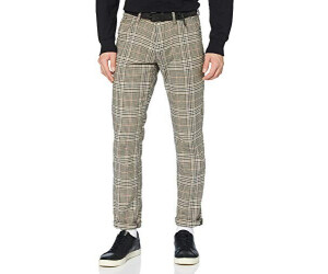 TOM TAILOR Denim Mannen Rechte chinobroek met riem 1020451, 23995 - Grey Brown Check Yarn Dye, 33W / 32L