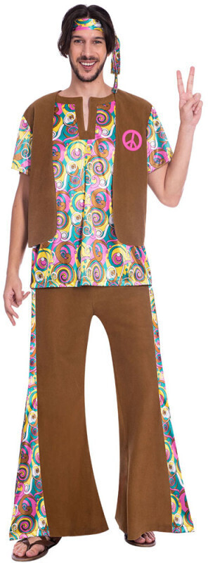 Amscan Hippie Guy Louis men's costume colorful