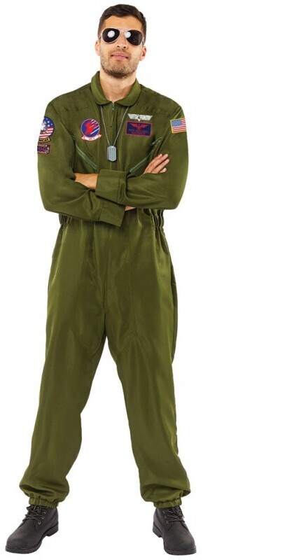 Amscan Maverick Top Gun men's costume green