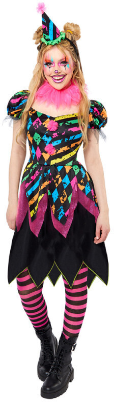 Amscan Neon Horror Clown Lady ladies costume colorful