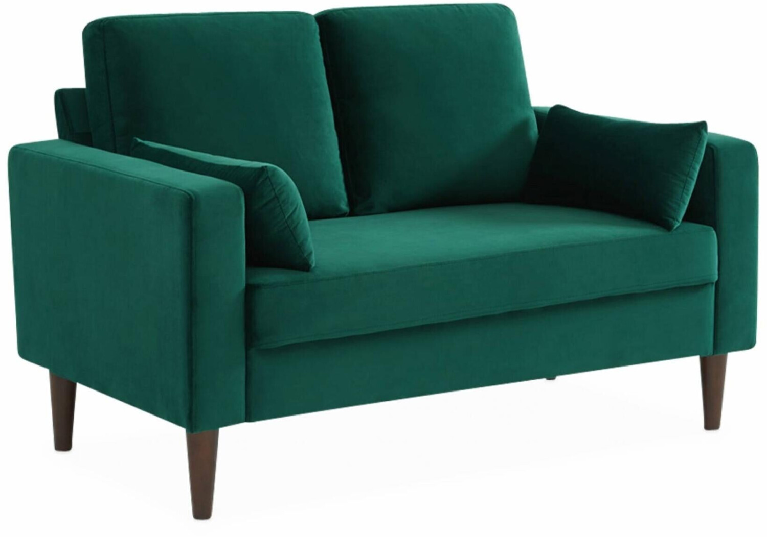 sweeek 2-seater vintage sofa with velvet / Hevea wood feet - Green