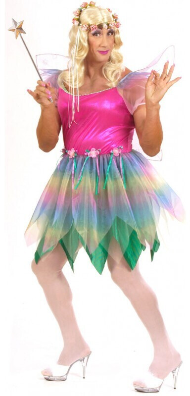Widmann Drag queen rainbow fairy costume pink/colored