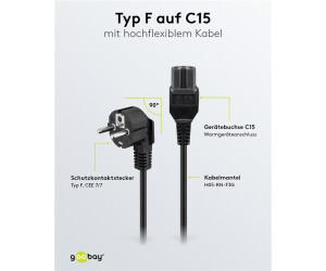 C2G - C13 auf CEE7/7 (Europäische) Stromkabel - Schwarz - 1m