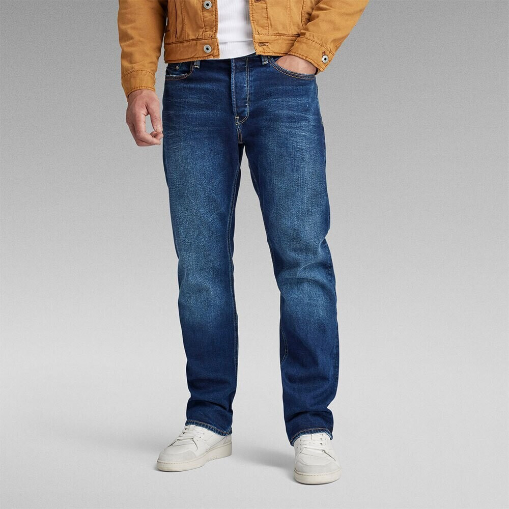 G-Star Dakota Regular Straight Jeans (D23691) worn in dusk blue