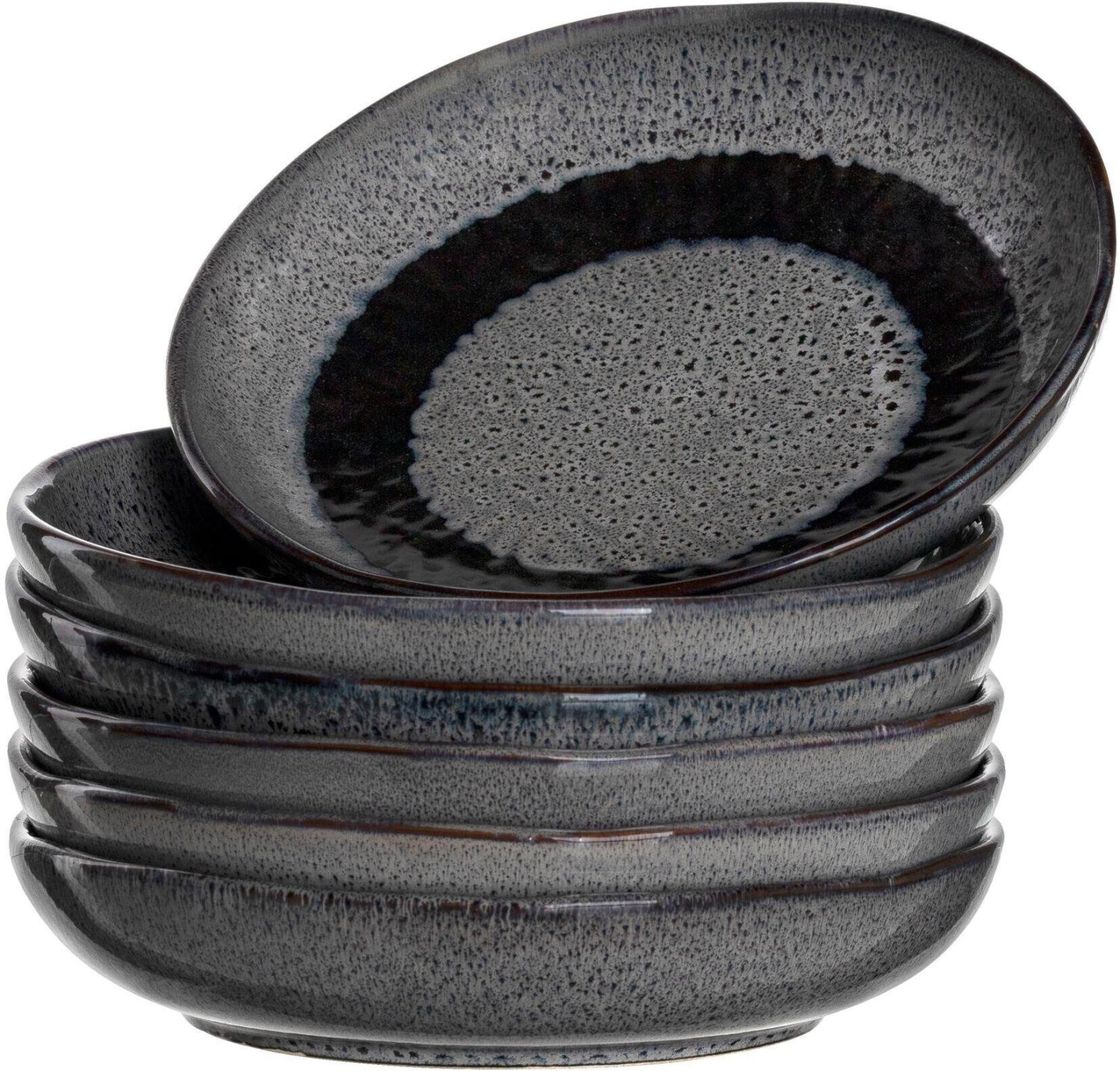 Leonardo Matera deep ceramic plates set of 6 20.7 cm anthracite
