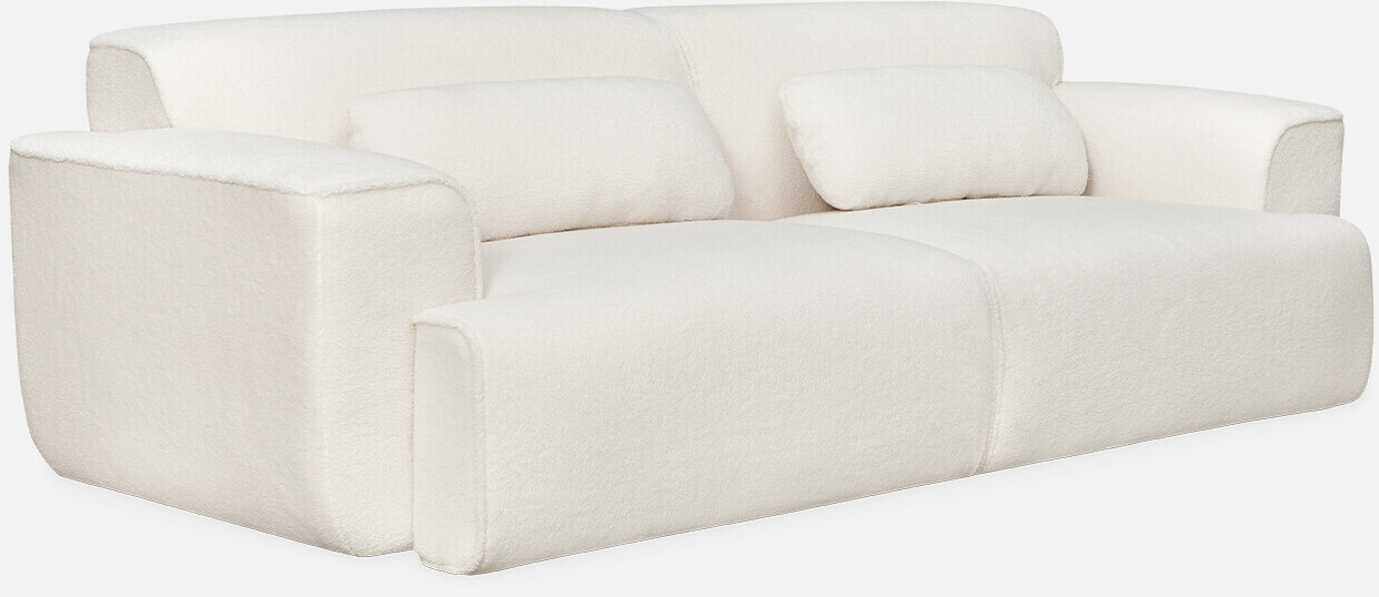 sweeek 3-seater sofa Wallas Bouclé fabric 2 removable cushions Wallas 230x98x73 cm White