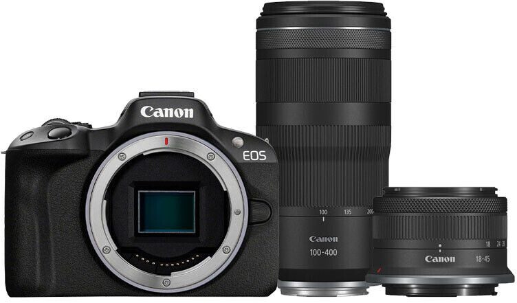 Canon EOS R50 Kit 18-45mm + 100-400mm noir