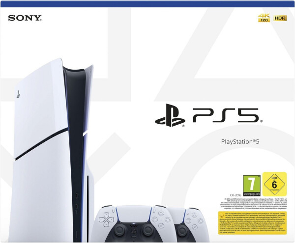 Sony PlayStation 5 Slim (PS5 Slim) Standard Edition + 2 DualSense Controller
