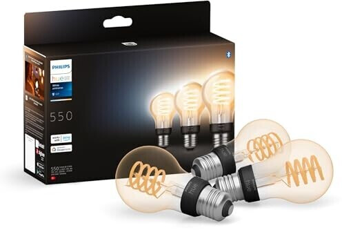 Philips Hue White Ambience E27 Filament 7W 550lm Pack of 3
