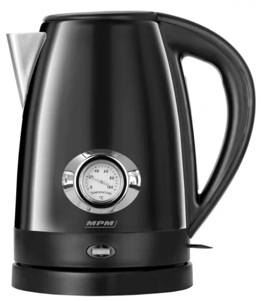 MPM Modern retro kettle with temperature display - 1.7 liters - black