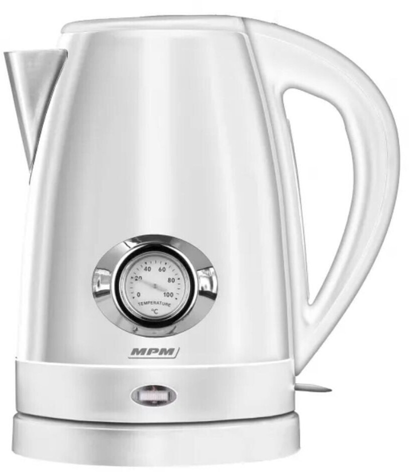 MPM Modern retro kettle with temperature display - 1.7 liters - white