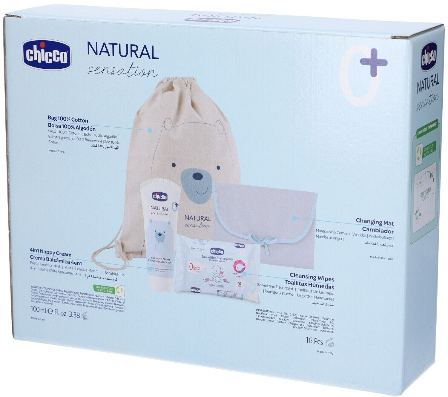 Chicco Baby Natural Sensation Bolso 6 Productos con Cambiador Rosa