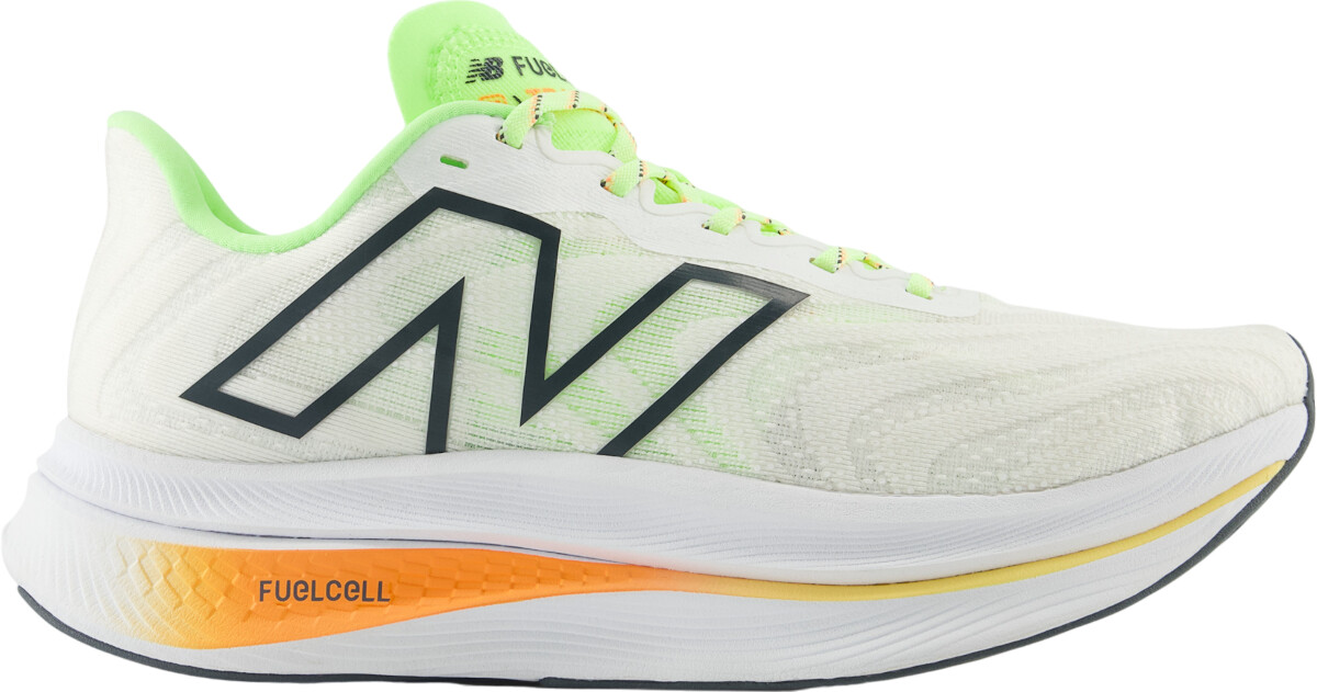 New Balance FuelCell SuperComp Trainer v2 white/bleached lime glo/hot mango