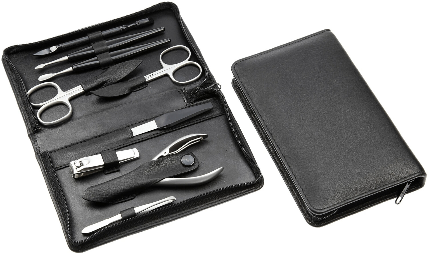 Hans Kniebes Sonnenschein manicure case nappa full grain leather black nickel-plated