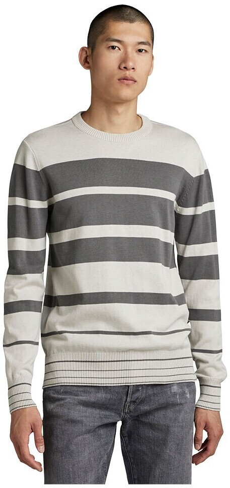 G-Star Irregular Stripe Round Neck Sweater (D22800-C706) oyster mushroom/granite stripe
