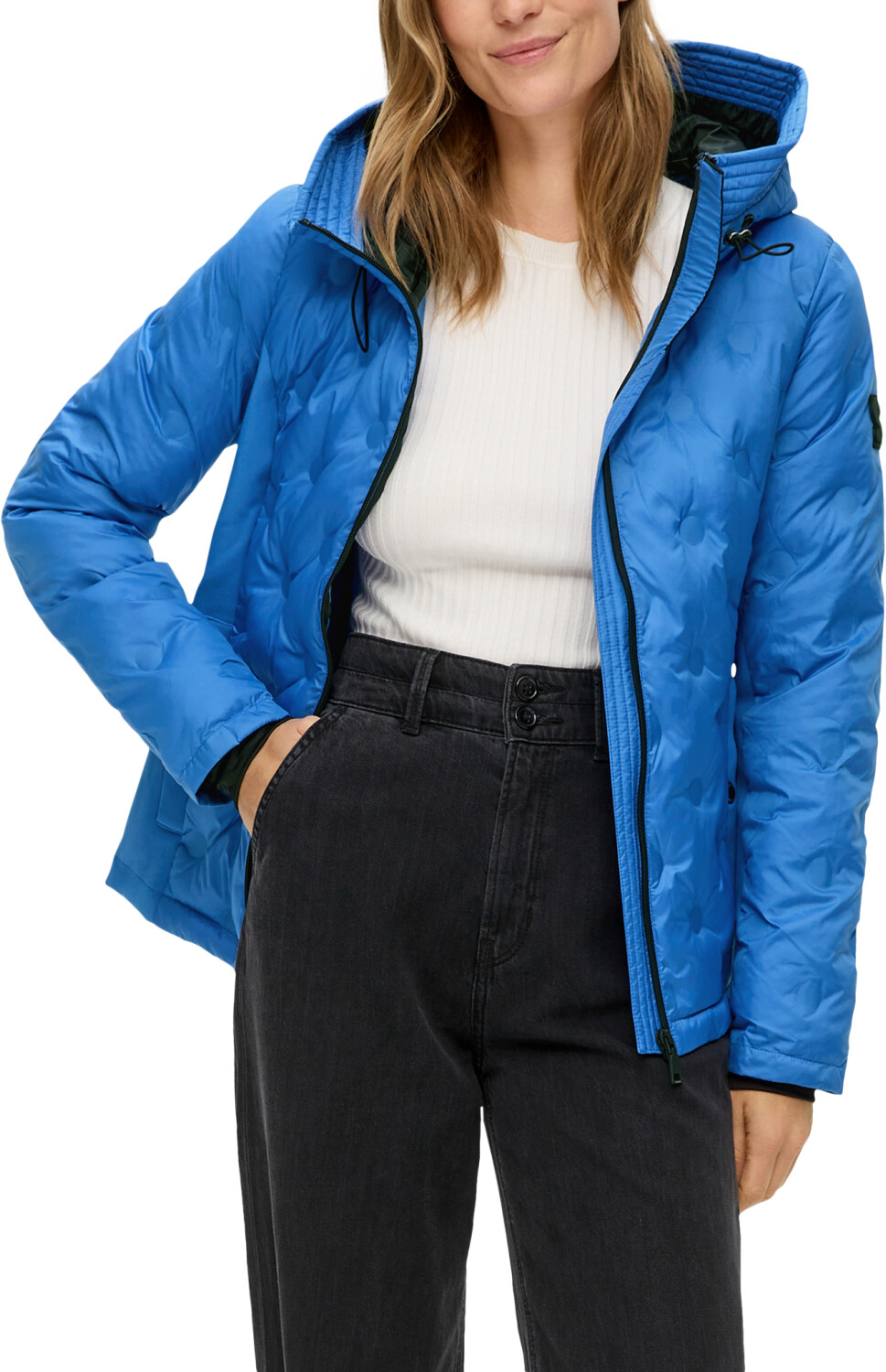 S Oliver Daunenjacke Blau Damen Kapuzenjacke Im Fabricmix (2141553