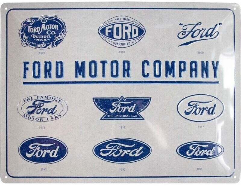 Nostalgic Art Ford Logo Evolution 40x30cm