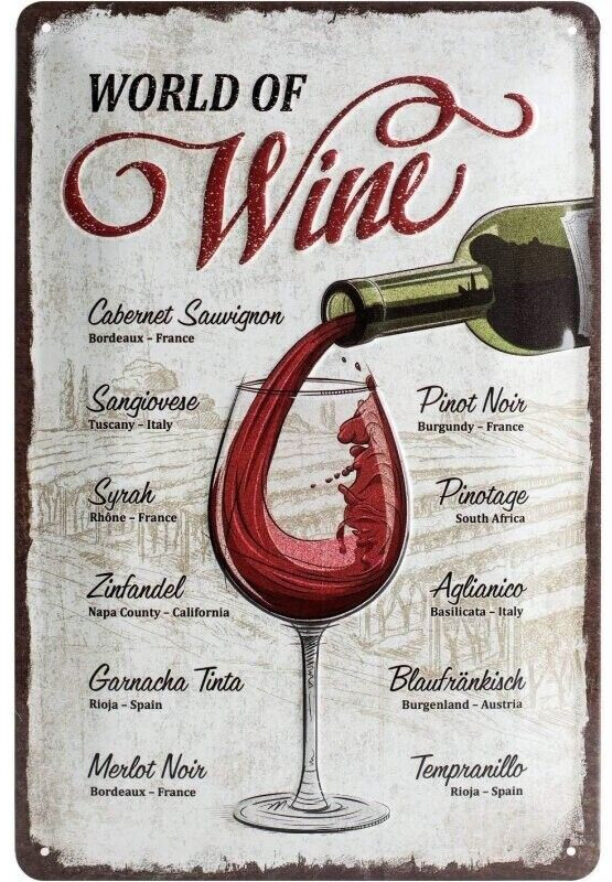 Nostalgic Art Open Bar World of Wine 20x30cm