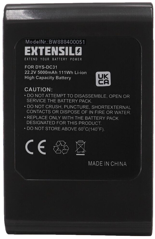 EXTENSILO Battery compatible with Dyson DC45, DC44 Exclusive vacuum cleaner Home Cleaner home robot - Type B (5000mAh, 22.2V, Li-Ion)