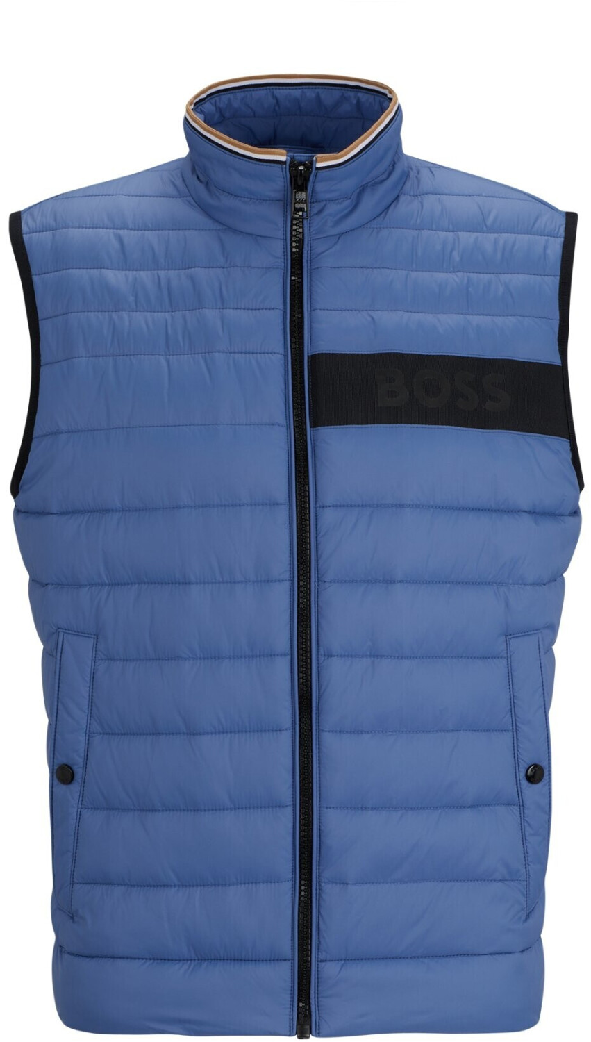 Hugo Boss Water-repellent quilted waistcoat with 3D logo tape (50464300) blue