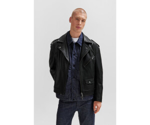 Hugo Boss Regular-Fit Jacke aus Leder mit Logo-Druckknöpfen  