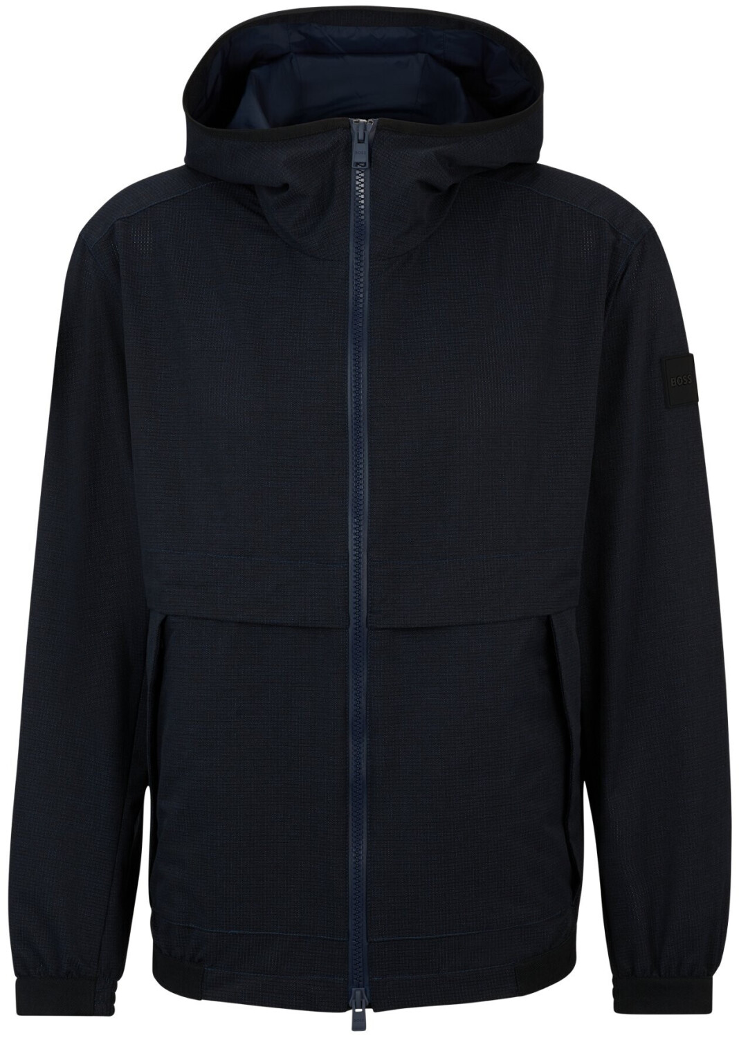 Hugo Boss Regular-fit jacket in elasticated fabric with hood and air mesh structure (50509835) blue