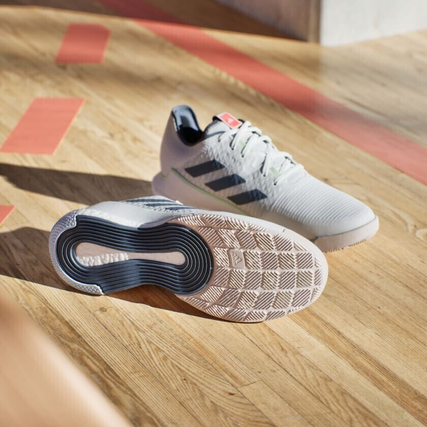 White and grey adidas volleyball shoes discount