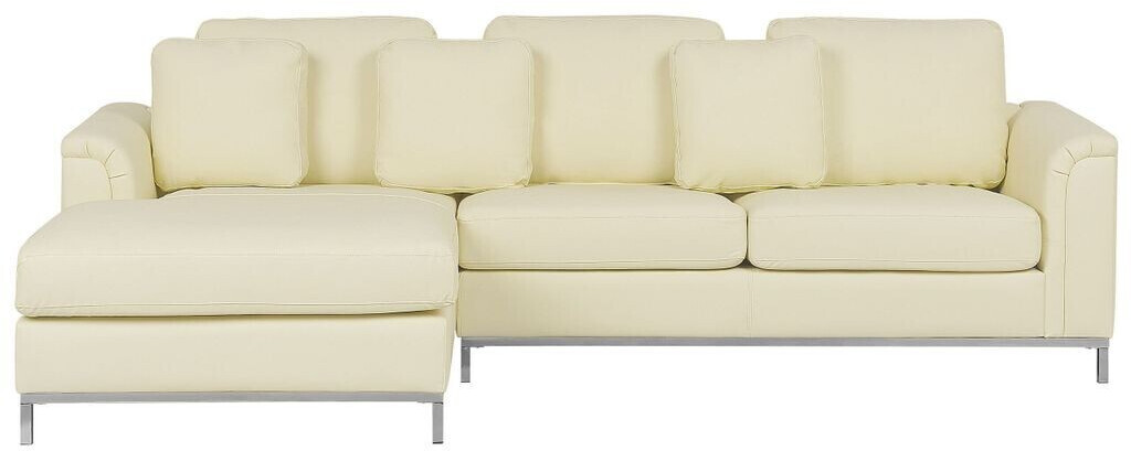 Beliani Corner sofa real leather L-shaped right side 270x151x64 cm beige