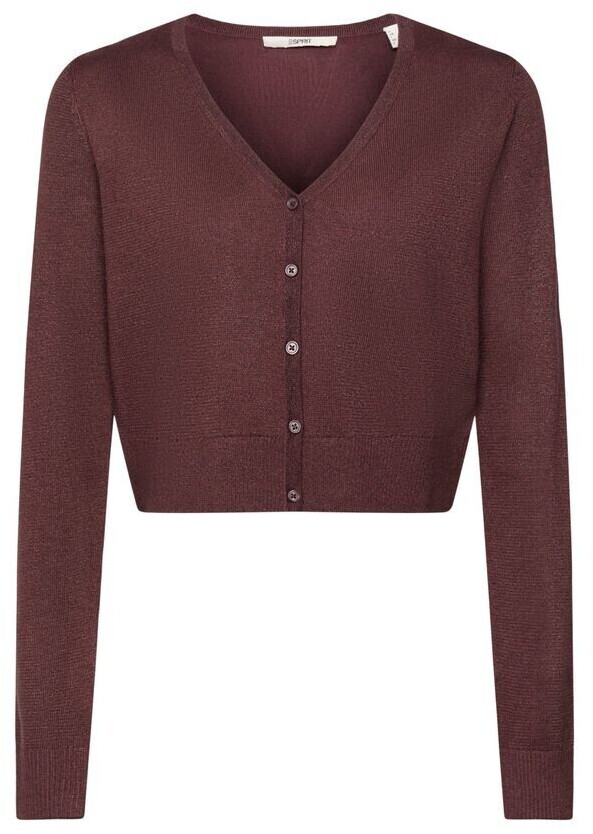 Esprit Short cardigan with V-neck and glitter effect (112EE1I310) bordeaux red