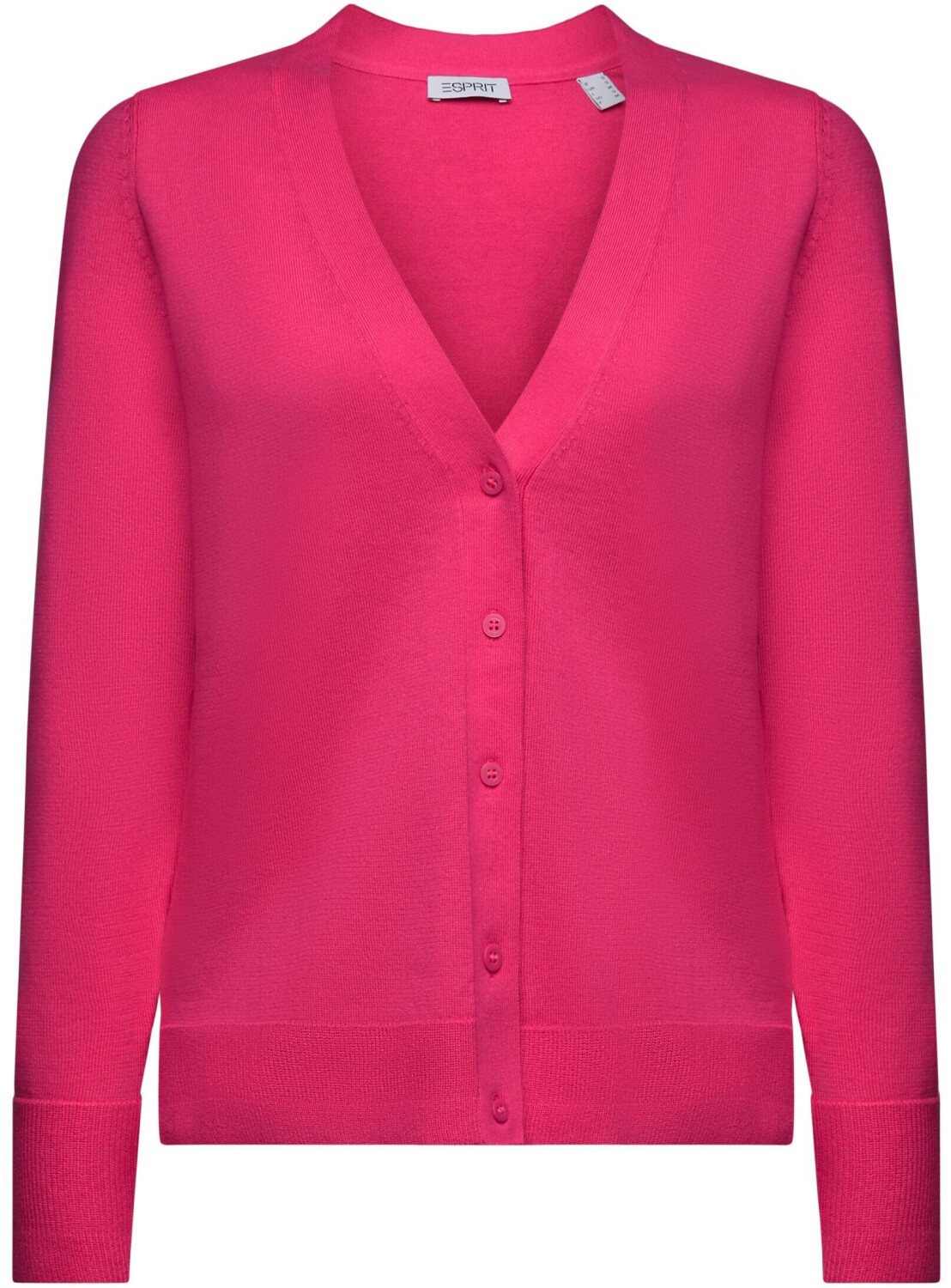 Esprit Cotton cardigan with V-neck (994EE1I312) pink fuchsia