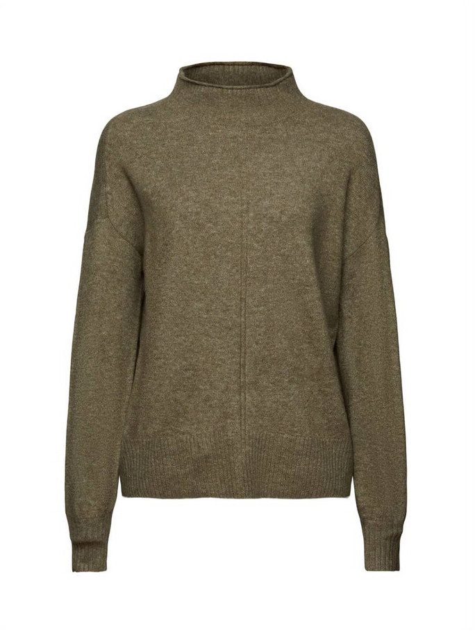 Esprit Jumper with stand-up collar (993EE1I328) khaki green