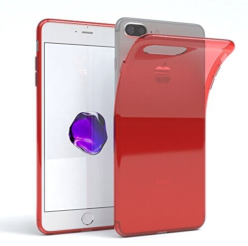 Eazy Case Hülle kompatibel mit iPhone 7 Plus / 8 Plus Schutzhülle Silikon, Ultra dünn, Slimcover, Handyhülle, Silikonhülle, Backcover, Durchsichtig, Klar Rot