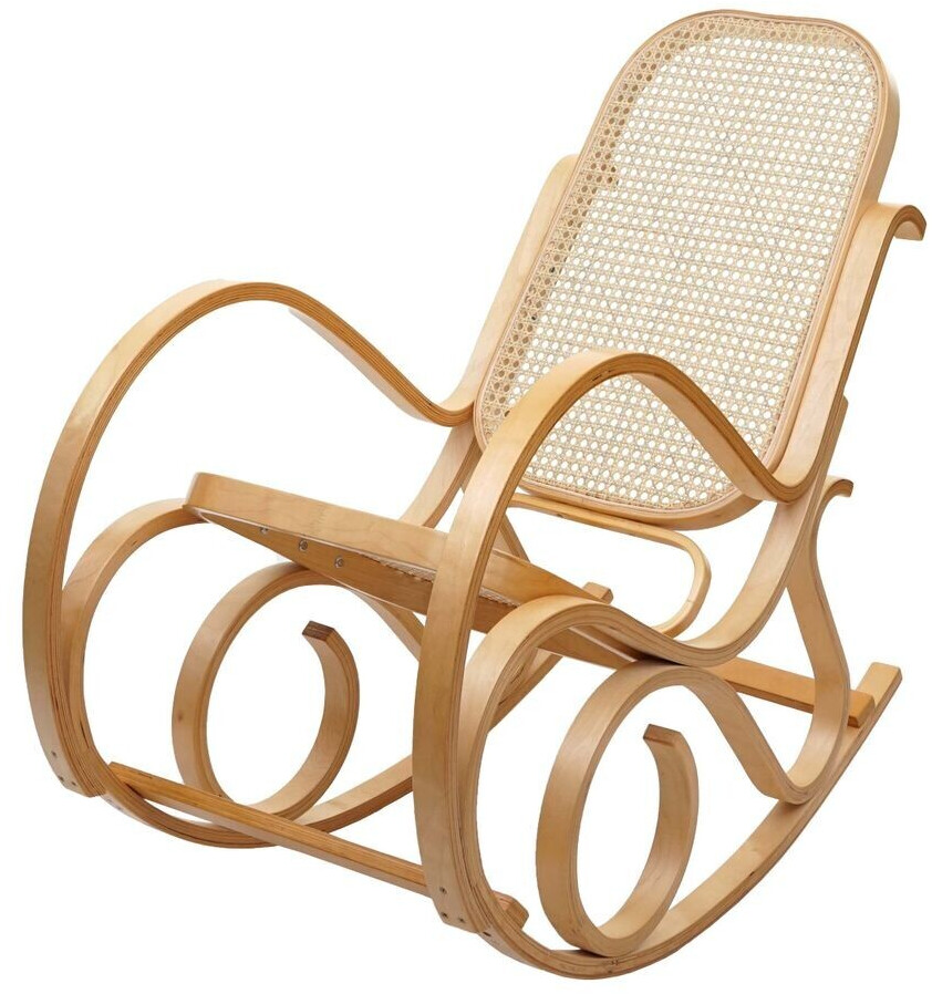 Mendler Rocking chair M41 TV chair solid wood rattan oak look (75339)