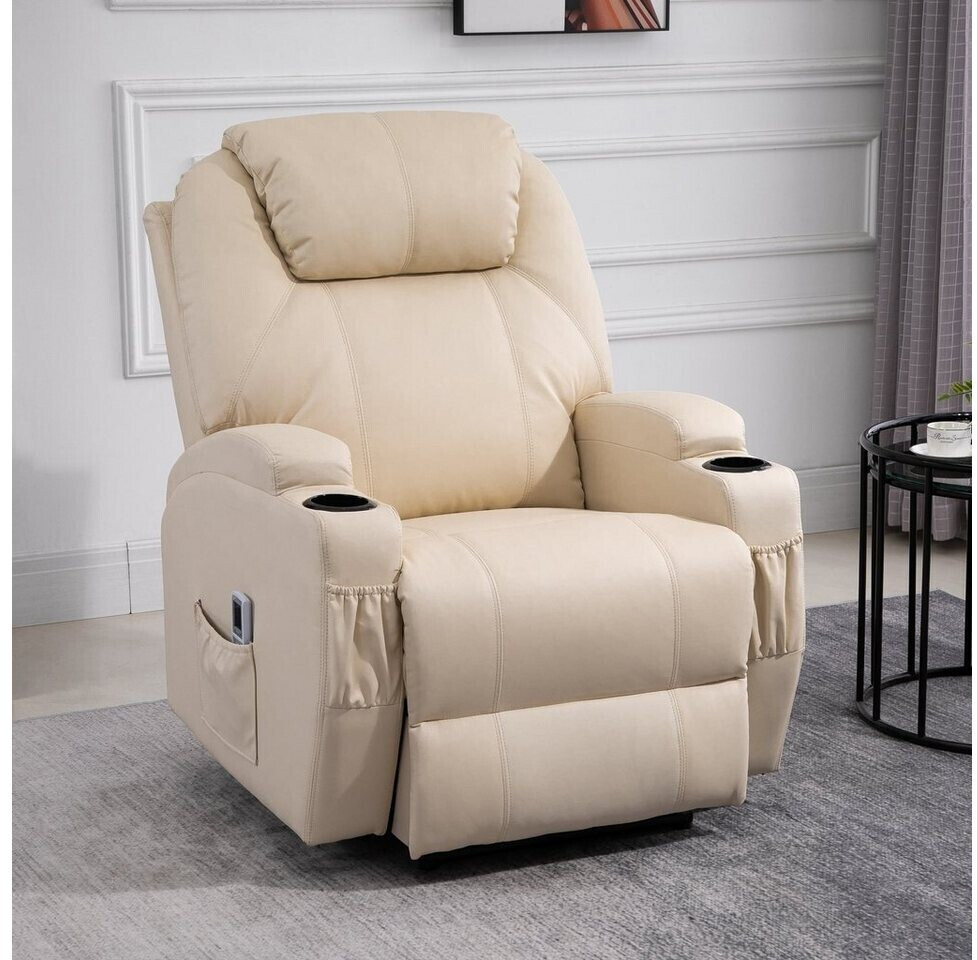 HomCom Relaxation chair unstuck leather wood metal foam beige 82x97x110 cm (700-029V02CW)
