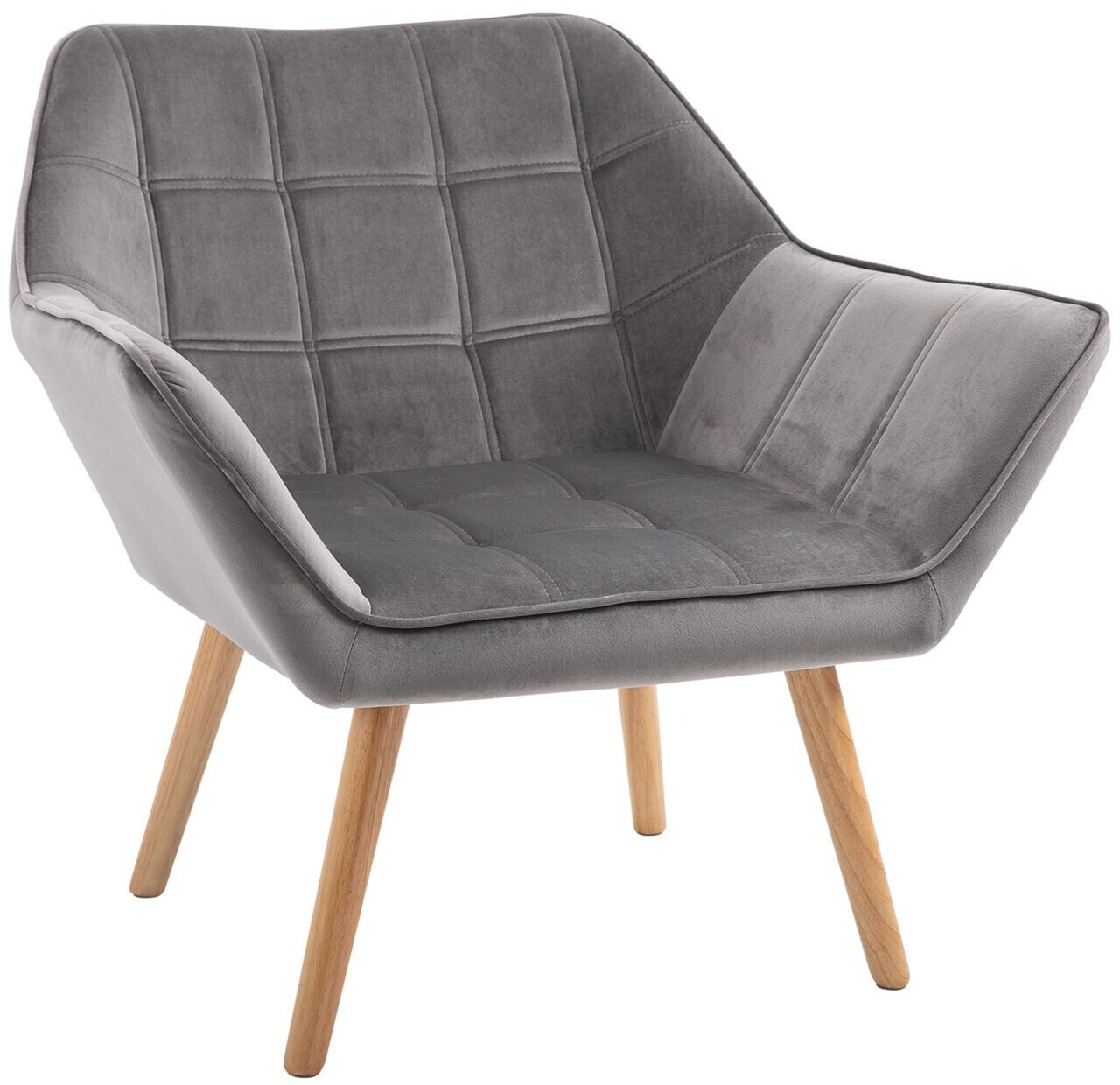 HomCom Single Ear Relaxation Chair Velvet Scandinavian Gray 64x62x72.5 cm (833-799V00GY)