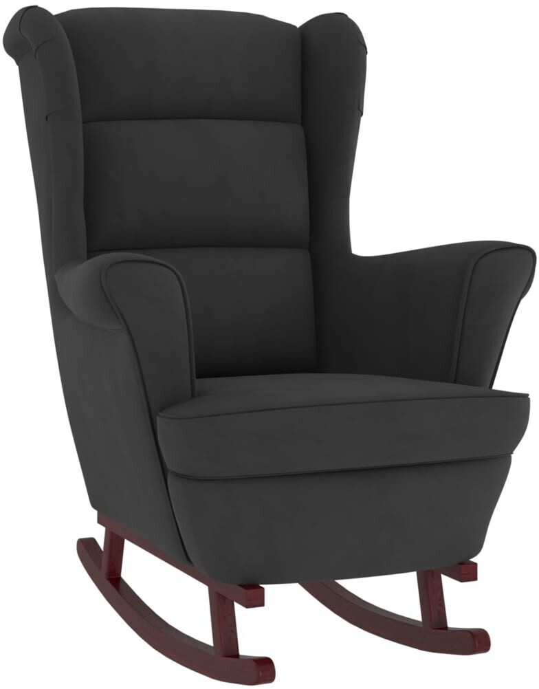 vidaXL Rocking Chair with Solid Wood Rubber Legs Black Velvet (329369)