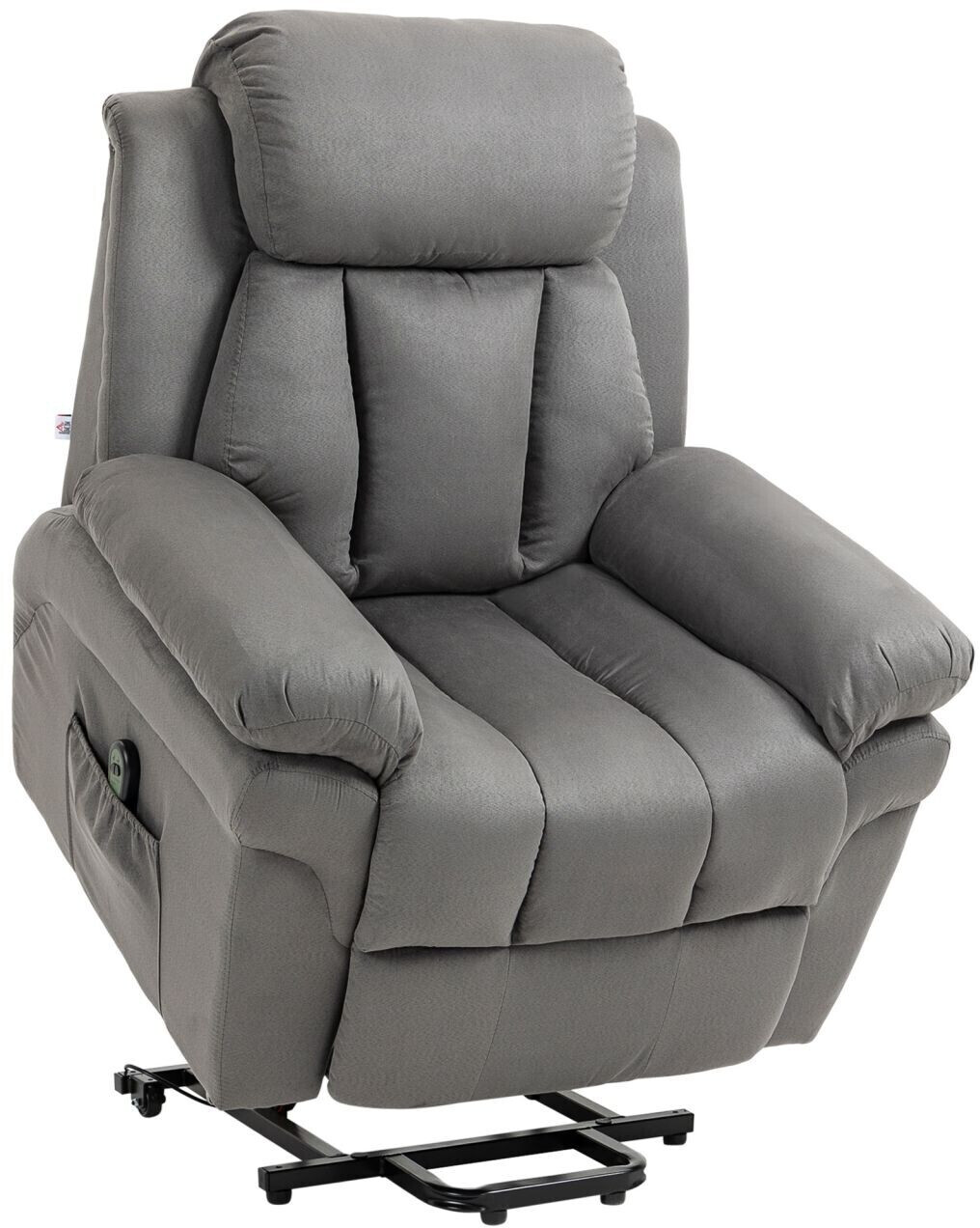 HomCom Reclining recliner chair with remote control cinema faux leather 93x96x105 cm light gray (713-013V92LG)