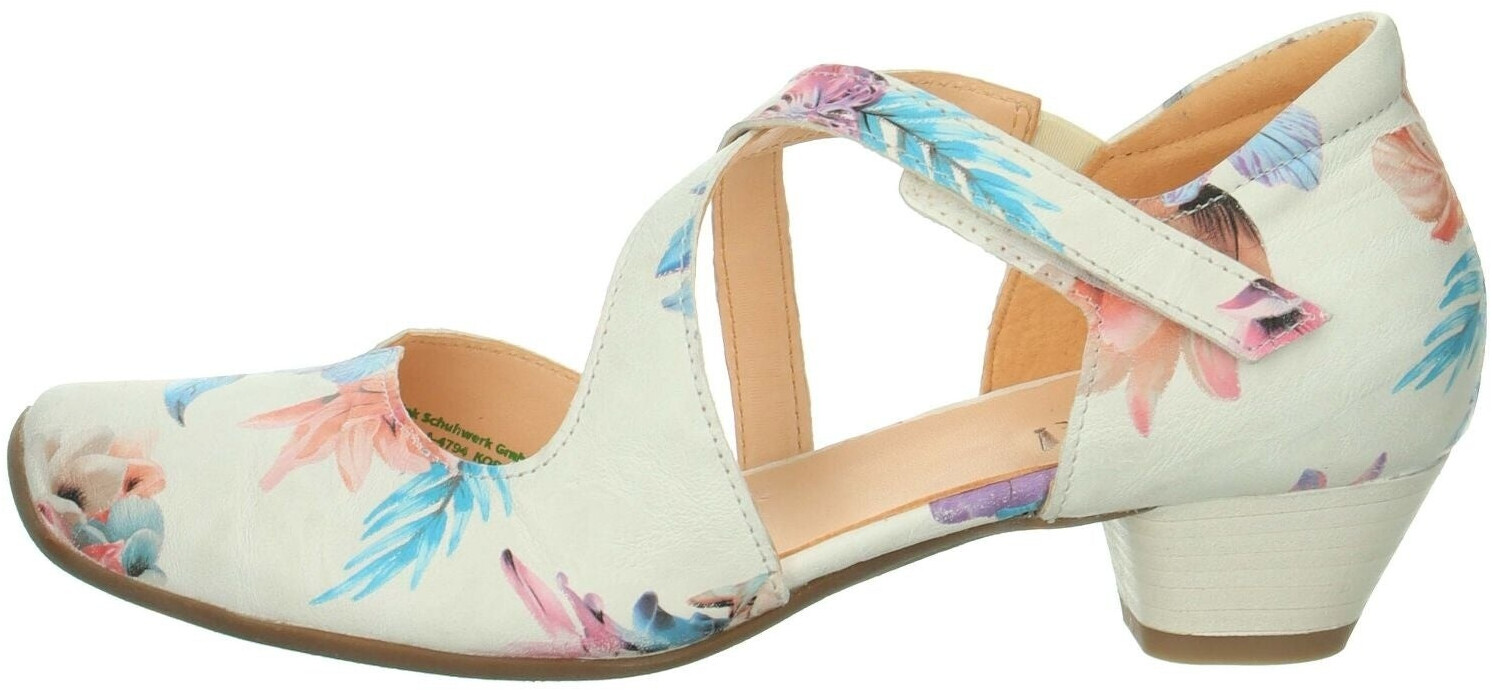 Think AIDA Mary Jane Pumps with Velcro fastening colorful cream-flowers