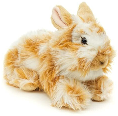 UNI-TOYS Lion head rabbit with upturned ears lying 23 cm gold/white piebald