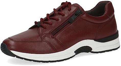Caprice Flat Airmotion leather sneakers with laces and zipper wide G red Bordeaux Nappa