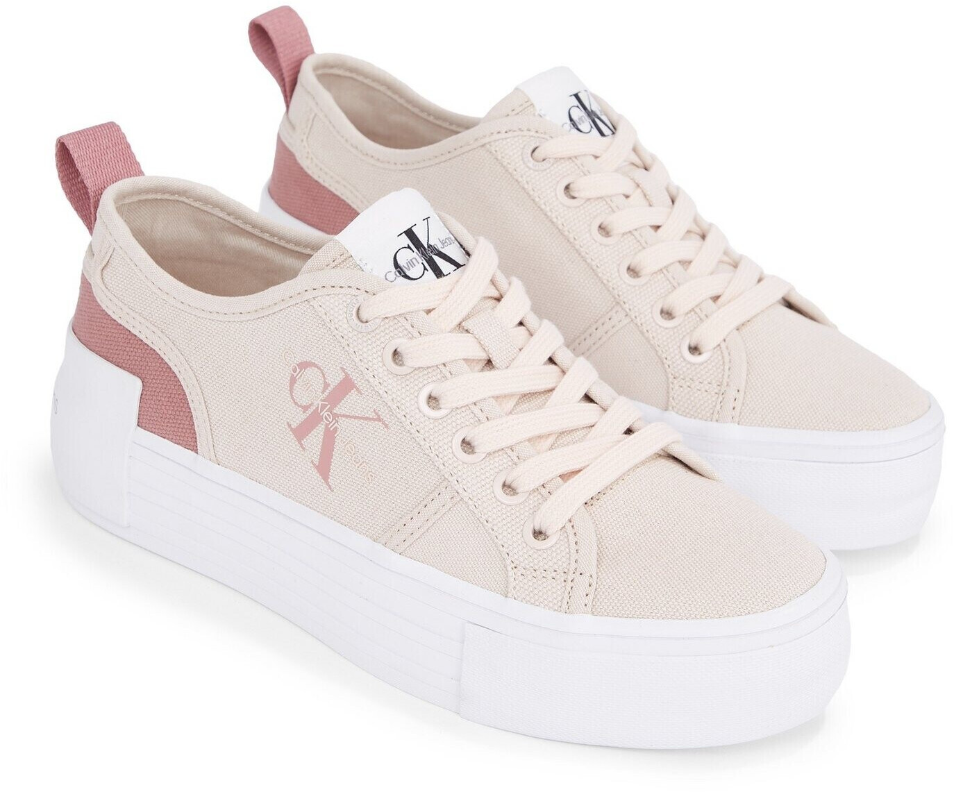 Calvin Klein BOLD VULC FLATF LOW CS ML BTW platform sneakers lace-up beige pink