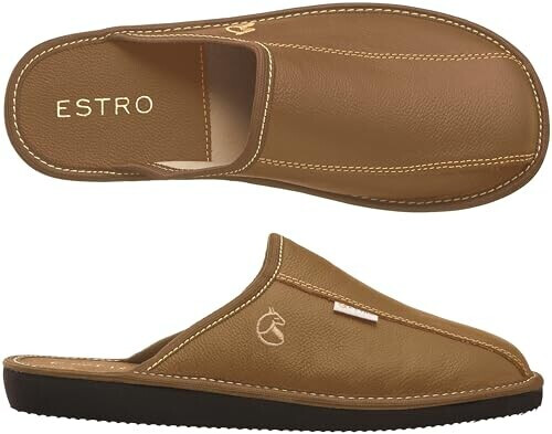 Strobl Leather Men's Slippers Men's Slipper Mule Slippers Slides Slipper Man Warm Rust