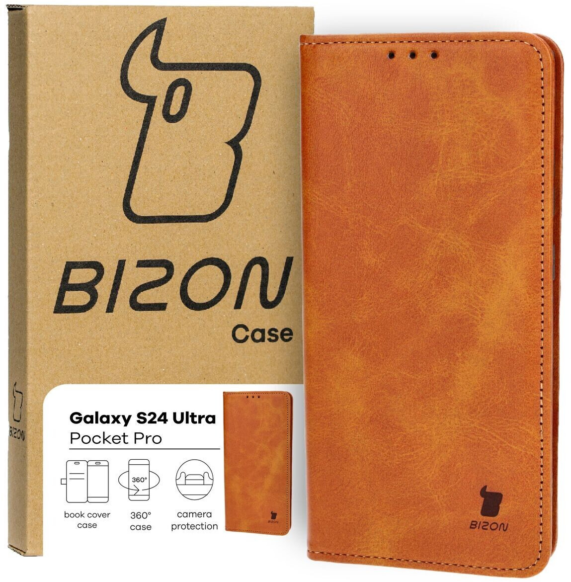 Bizon Schutzhülle für Galaxy S24 Ultra Case Pocket Pro Braun ab 14