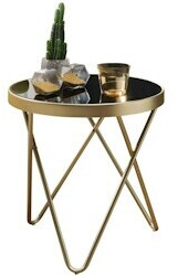 Finebuy Side table DAINA glass metal Ø 42 cm coffee table