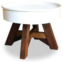 Photos - Coffee Table VidaXL  reclaimed solid wood Ø60x45 cm white 
